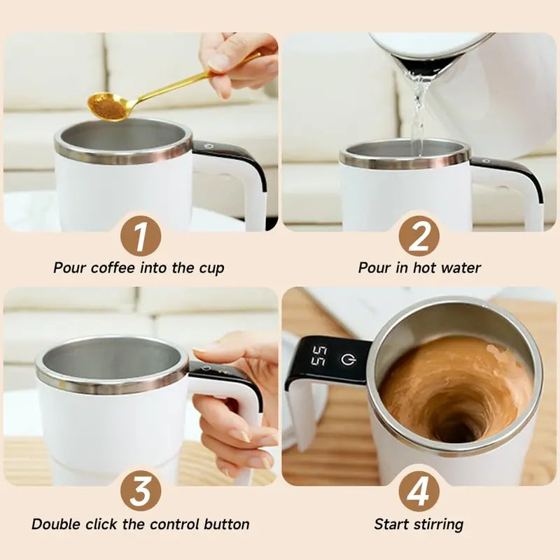 Rechargeable Self-Stirring Coffee Mug, Temperature Display ,304 Stainless Steel,Leak-Proof