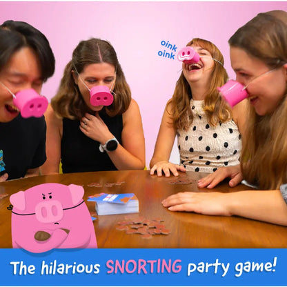 Hilarious Try Not to Laugh Party Game with 5 Pig Noses & 150 Challenge Cards