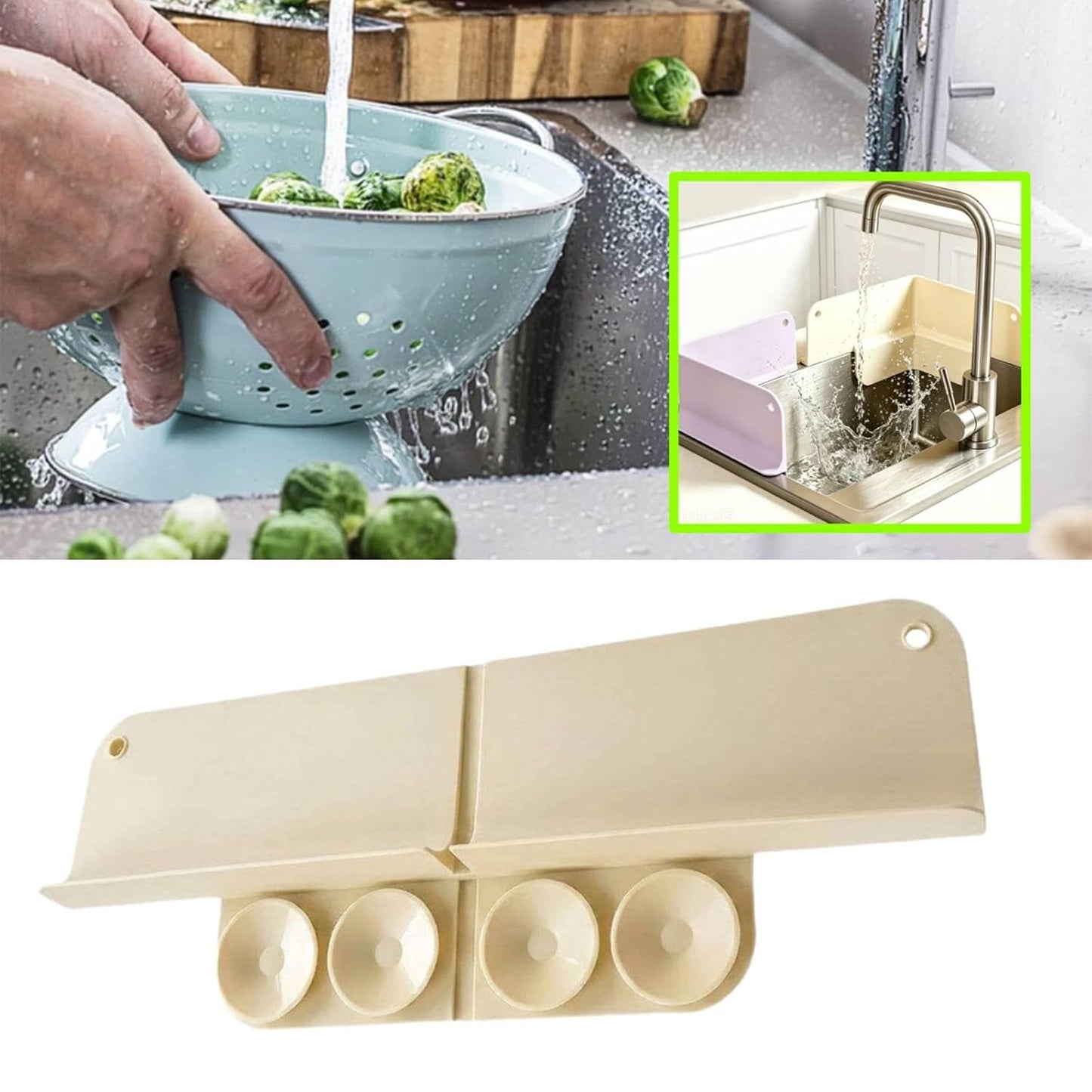 Foldable Silicone Sink Splash Guard with Suction Cups