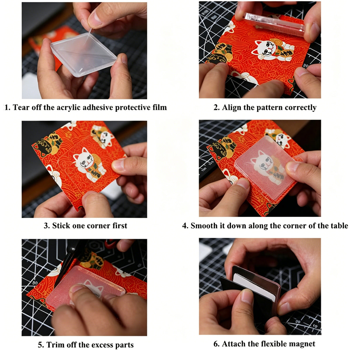 10 Pack Clear Acrylic DIY Fridge Magnets Set, Square Magnetic with Adhesive Backing