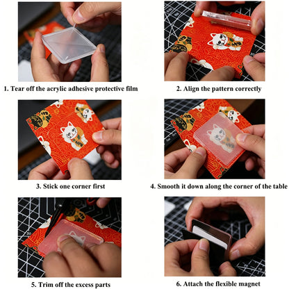 10 Pack Clear Acrylic DIY Fridge Magnets Set, Square Magnetic with Adhesive Backing