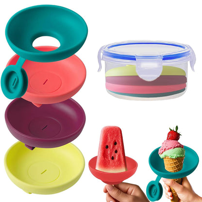Silicone Popsicle Holders – 2-in-1 Mess-Free Ice Cream Cone Holders for Kids, Reusable & Dishwasher Safe Drip Catchers
