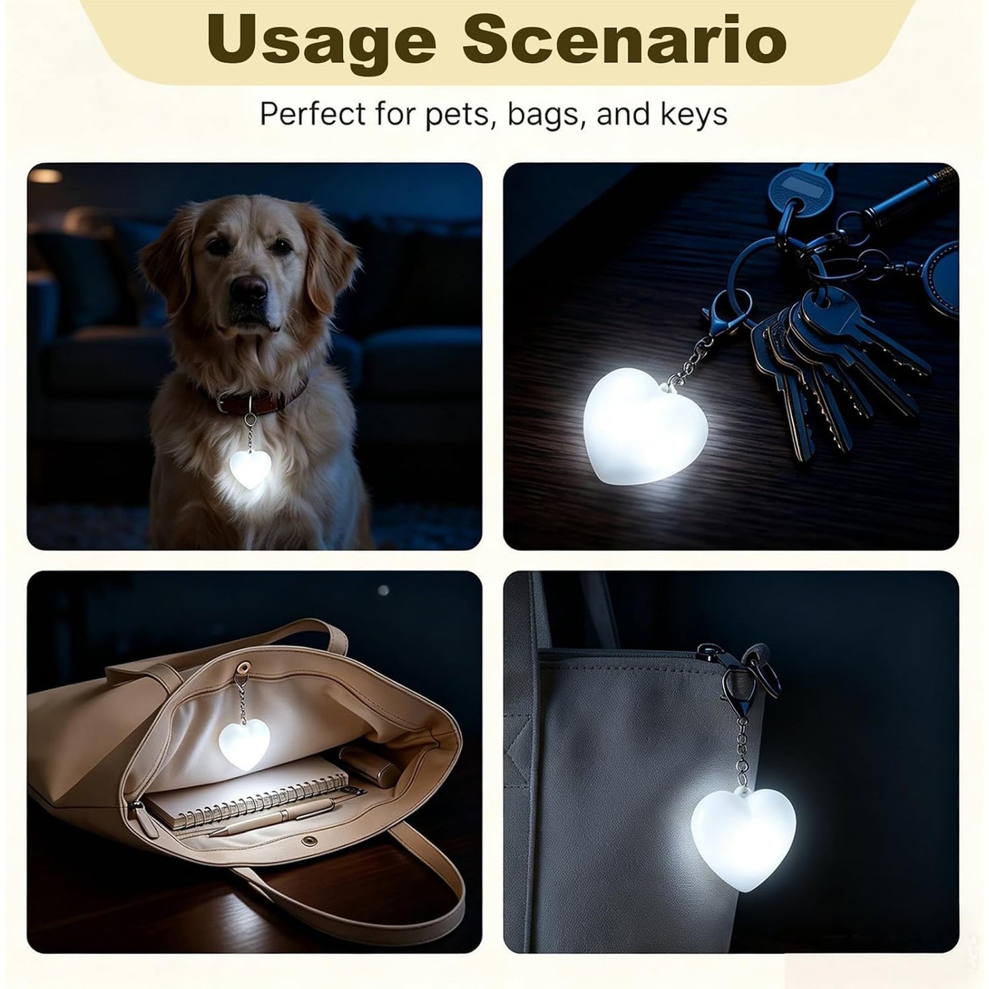 2 PCS Heart Shaped Purse Light – Automatic Sensor Handbag Light for Purse Accessories & Bag Interior Illumination