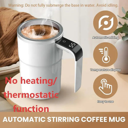 Rechargeable Self-Stirring Coffee Mug, Temperature Display ,304 Stainless Steel,Leak-Proof