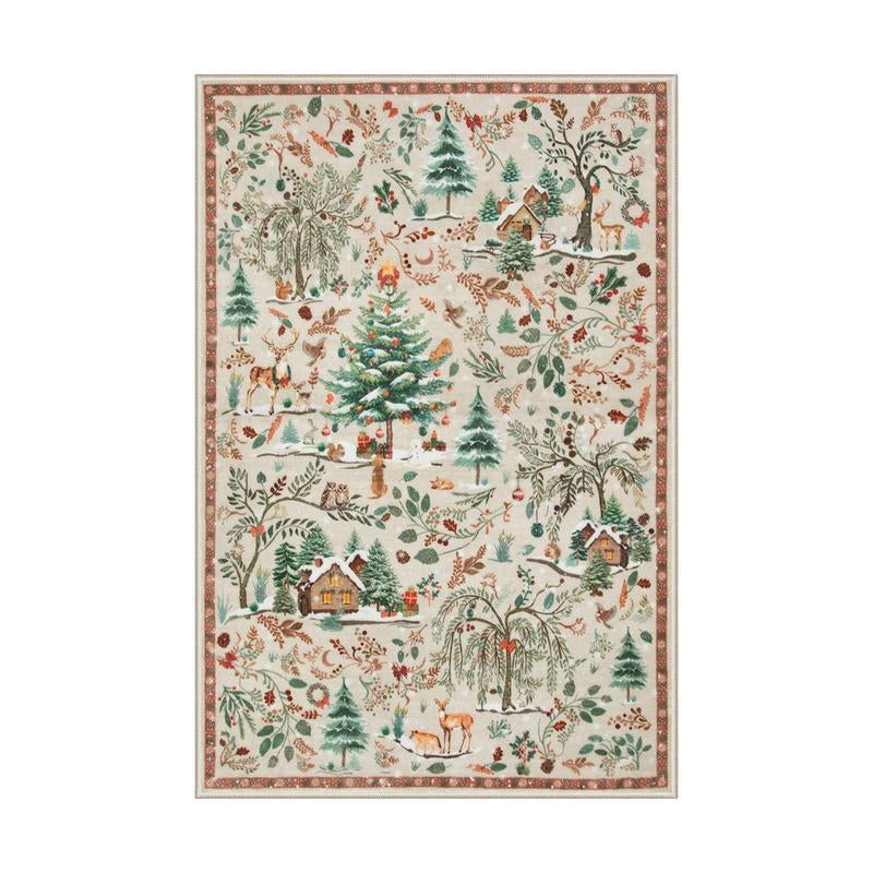 Christmas-themed Rug - Machine Washable, Non-Slip