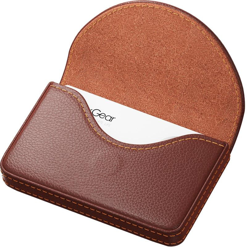 PU Leather Business Card Holder Case - Slim Stylish Portable Carrier