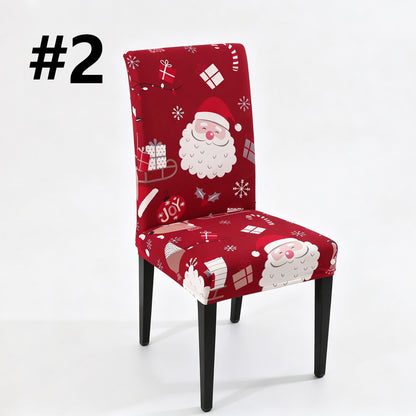 Christmas-Themed Stretchy, Washable Dining Chair Cover