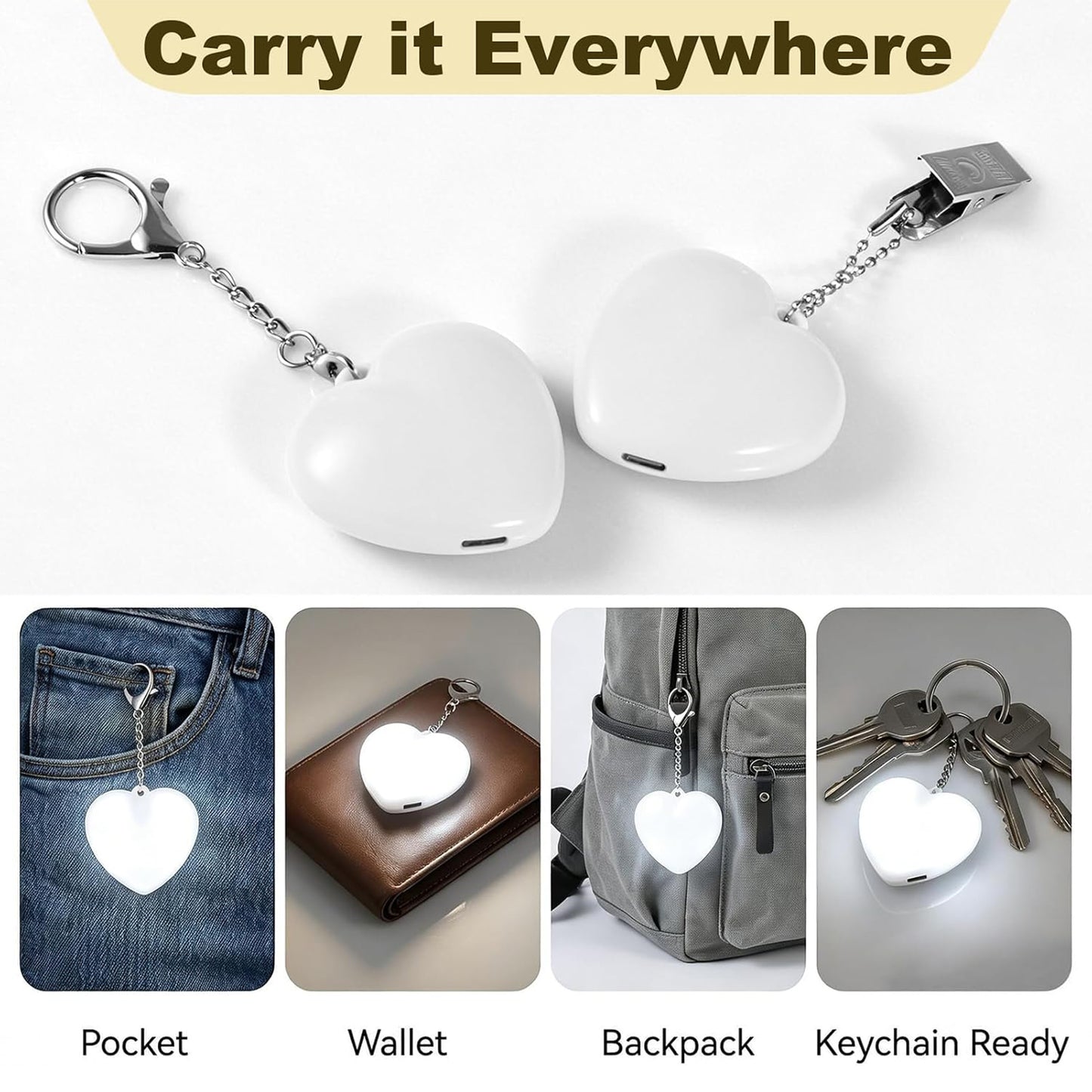 2 PCS Heart Shaped Purse Light – Automatic Sensor Handbag Light for Purse Accessories & Bag Interior Illumination