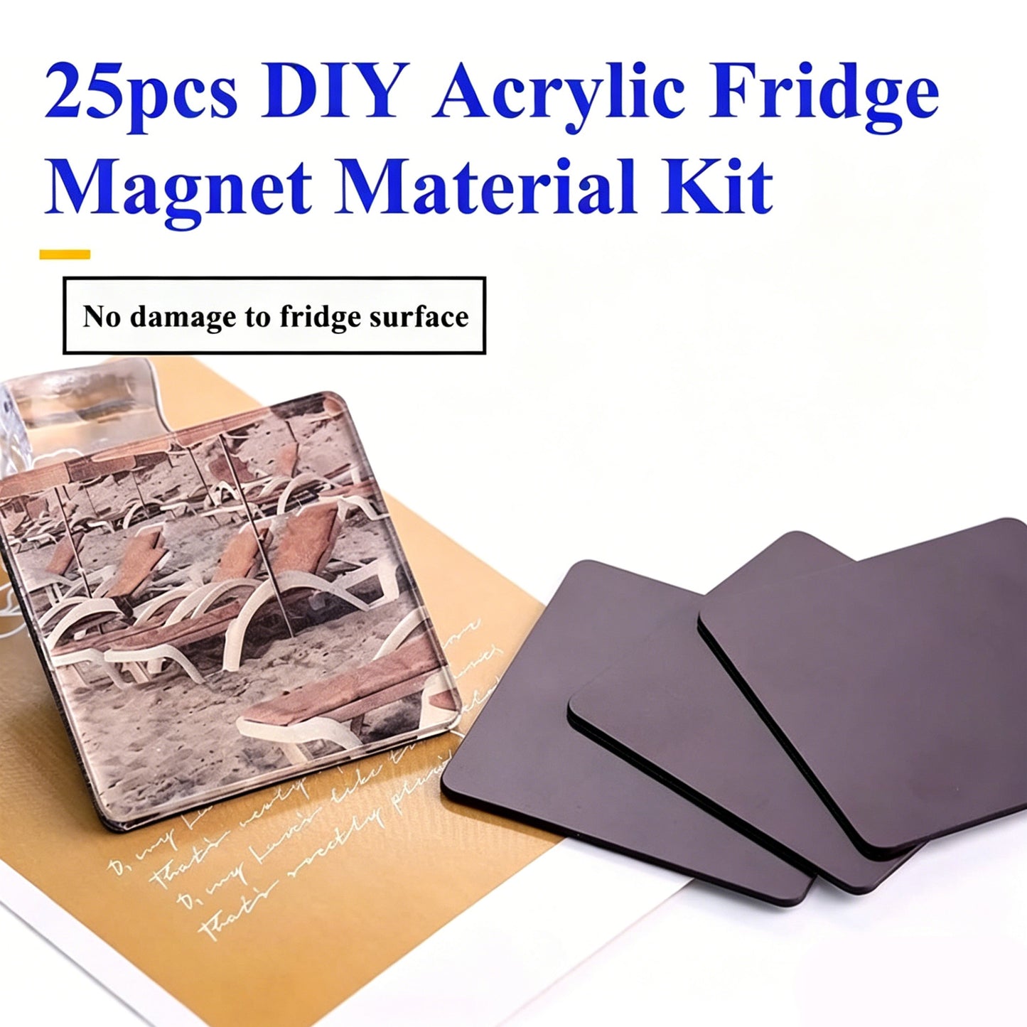 10 Pack Clear Acrylic DIY Fridge Magnets Set, Square Magnetic with Adhesive Backing