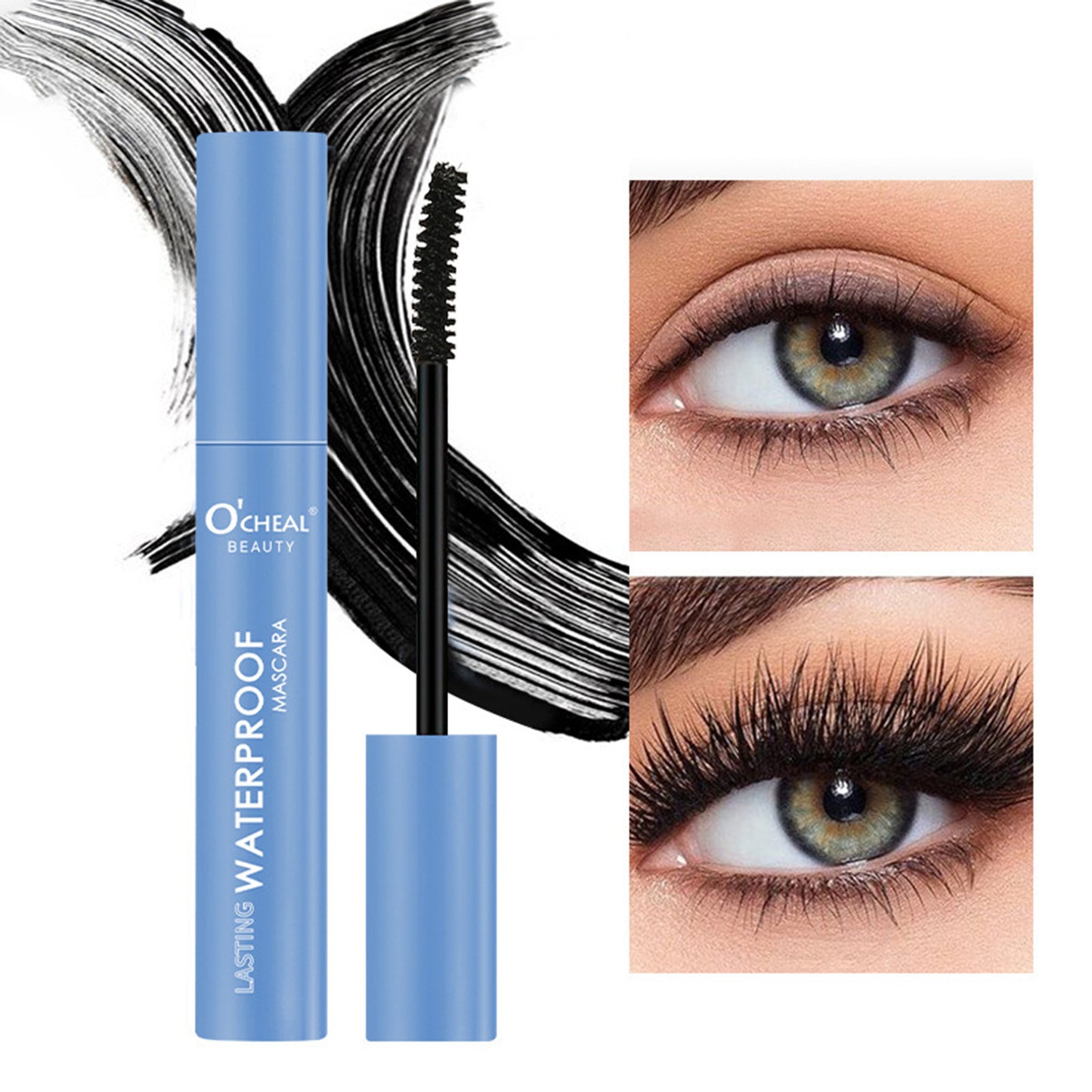 Waterproof Black Mascara Long-Lasting Smudge-Proof