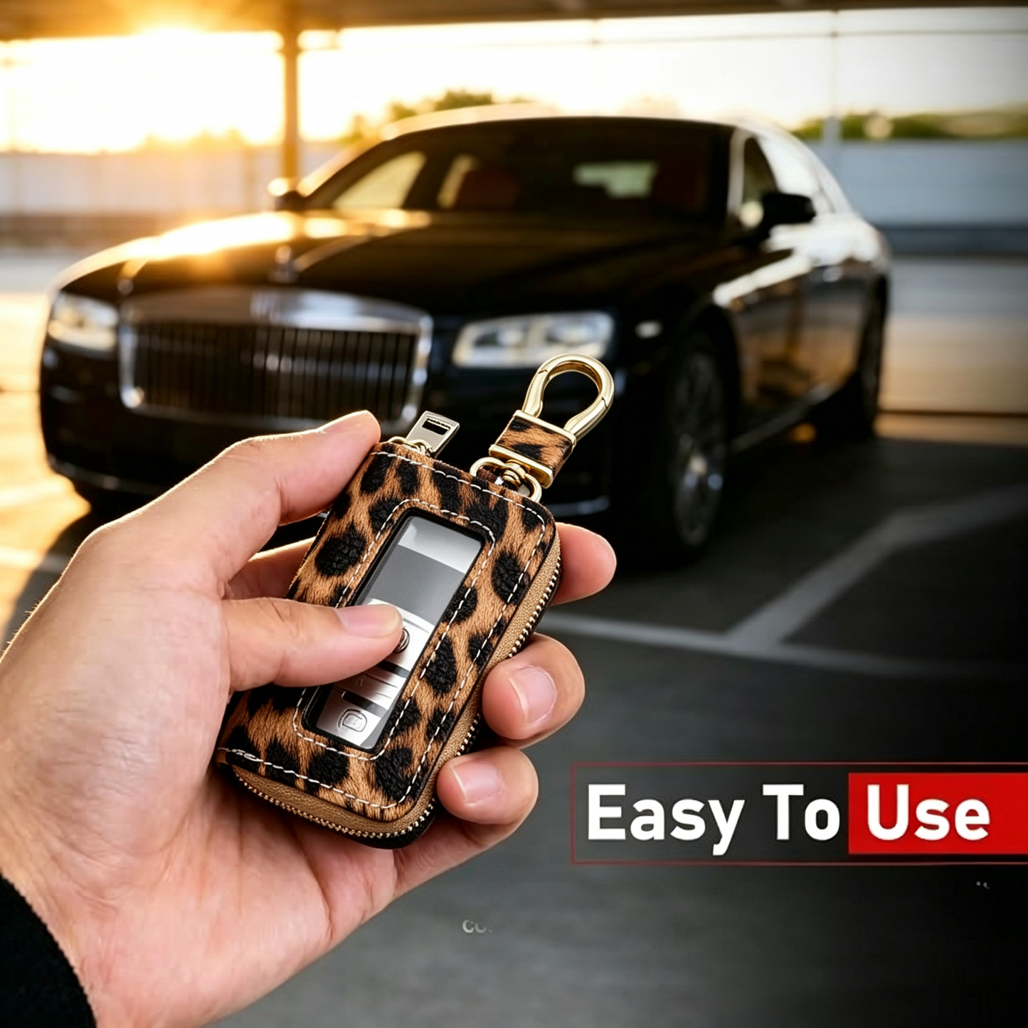 Car Key Cover – Leopard Print  Universal Smart Remote Key Protective Case