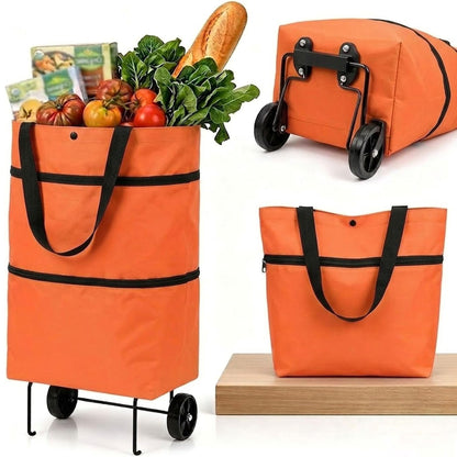 2-in-1 Shopping Bag Folding Wheels Reusable Travel Bag