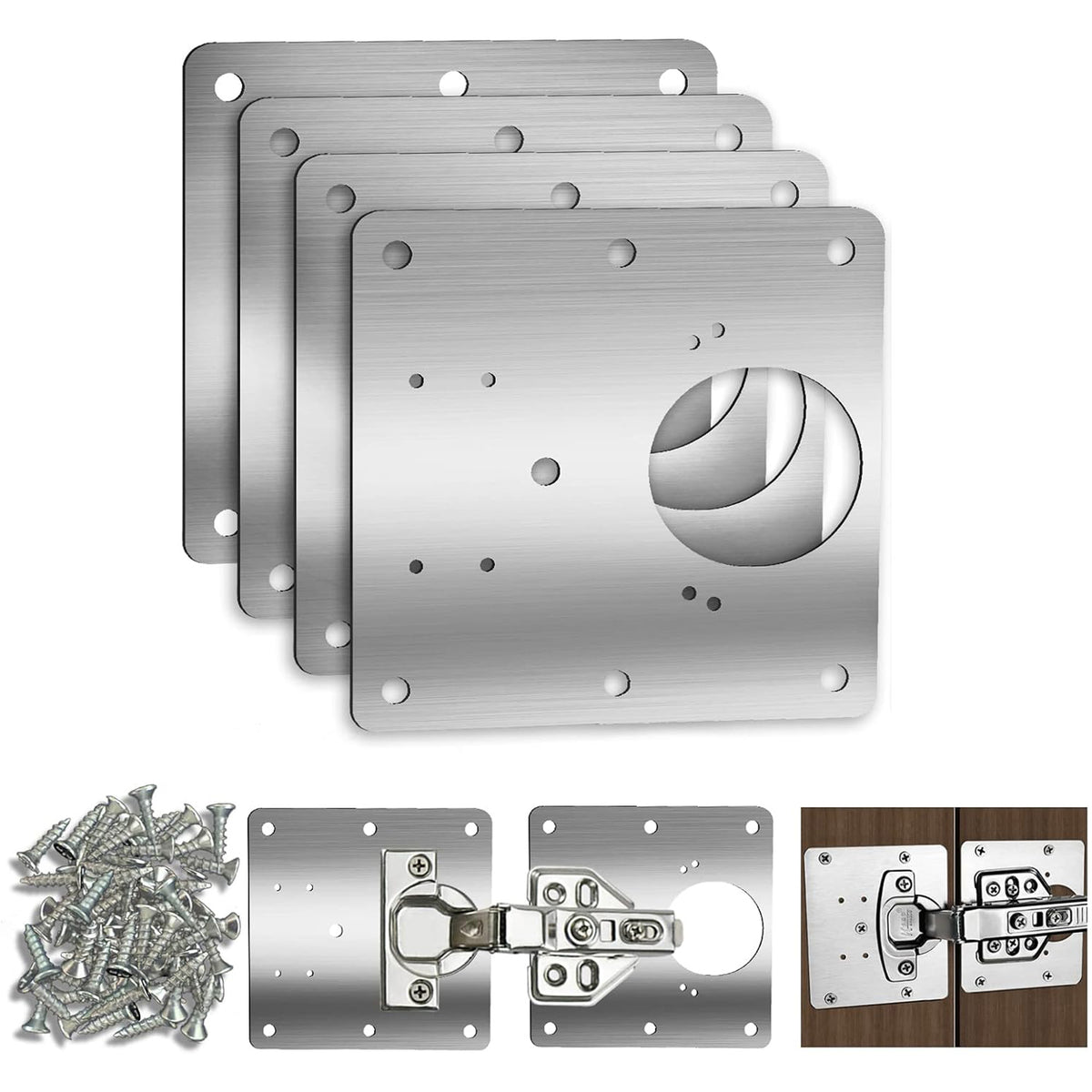 4 Pcs Cabinet Hinges Repair Plate