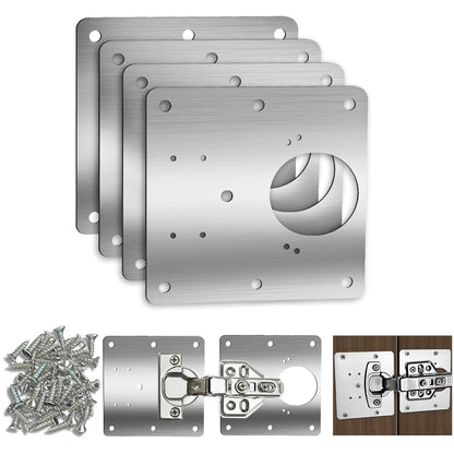 4 Pcs Cabinet Hinges Repair Plate
