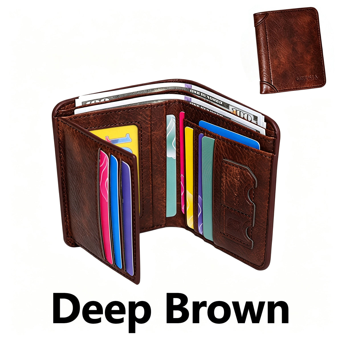 Leather Wallet RFID Trifold Compact