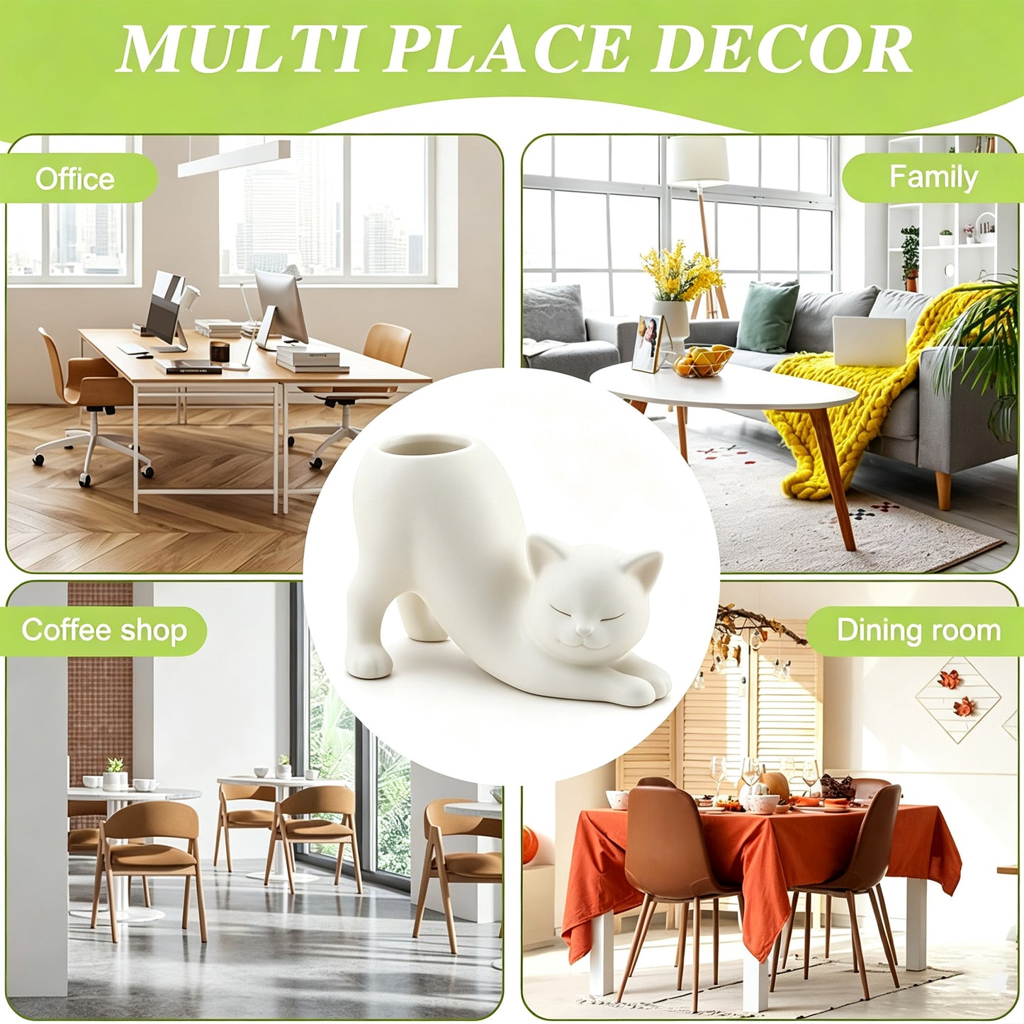 Cat Shaped Planter Pot for Indoor Windowsill Desktop Home Decor