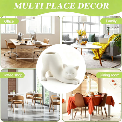 Cat Shaped Planter Pot for Indoor Windowsill Desktop Home Decor