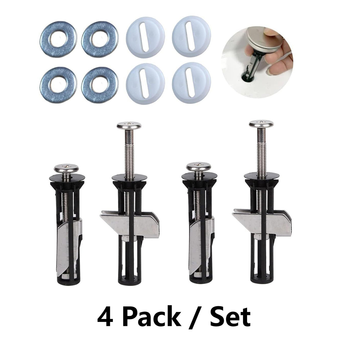 Universal Toilet Seat Bolt Kit, Toilet Seat Replacement Parts Kit-4 Pack