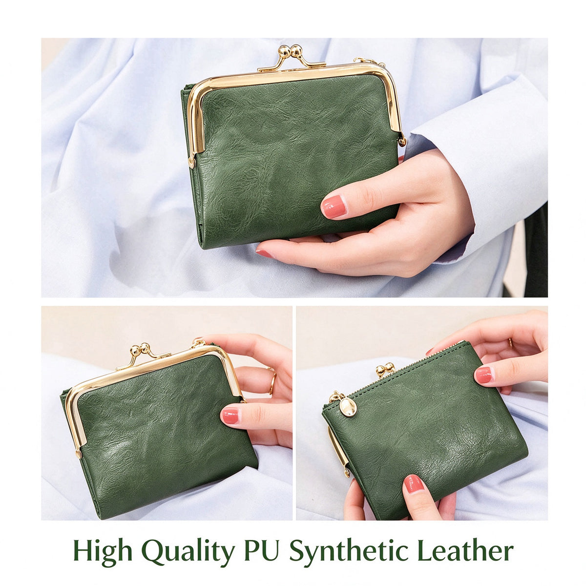 Womens Wallet RFID Small Compact Bifold Leather Vintage Wallet