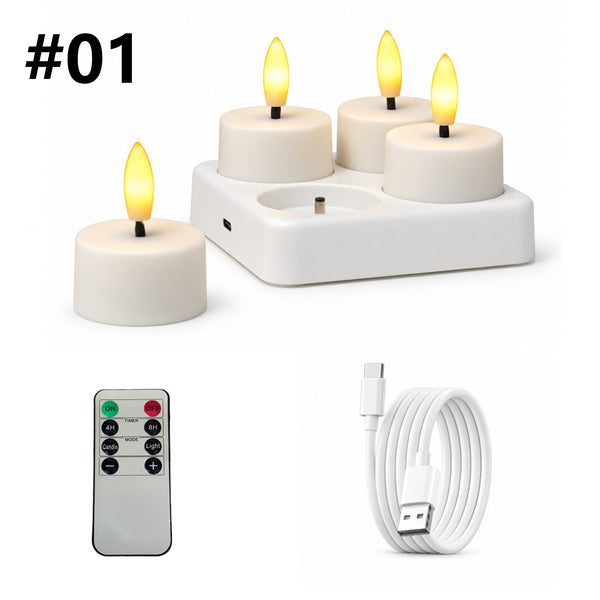 Rechargeable Tea Lights Candles with Remote & Charging Base