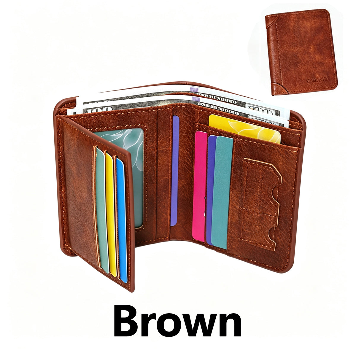 Leather Wallet RFID Trifold Compact