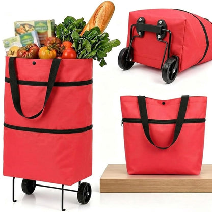 2-in-1 Shopping Bag Folding Wheels Reusable Travel Bag