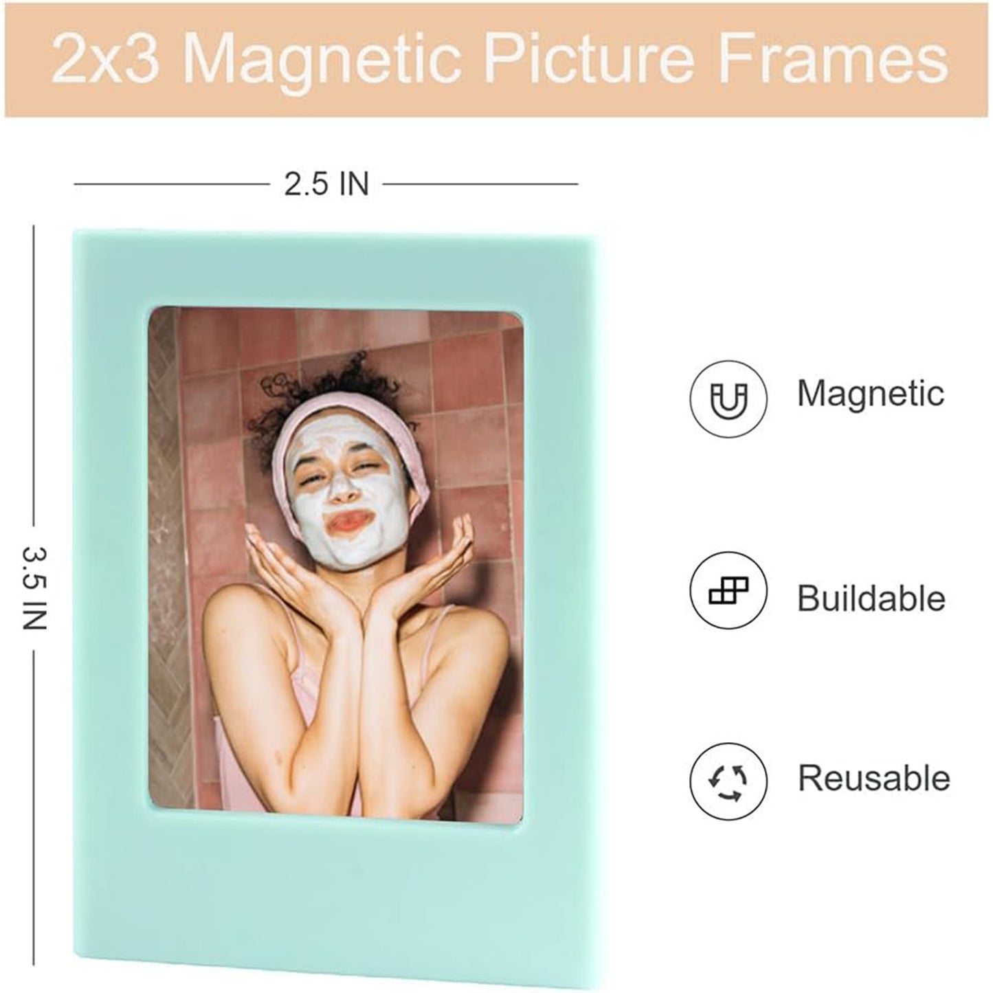 5 Pcs Refrigerator Magnetic Photo Frames – Fridge Picture Holders for Polaroid & Fujifilm Instax Mini Film
