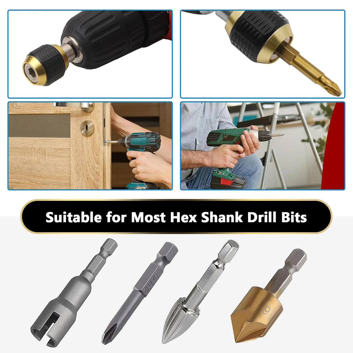 2Pcs Self-locking Drill Bit Holder