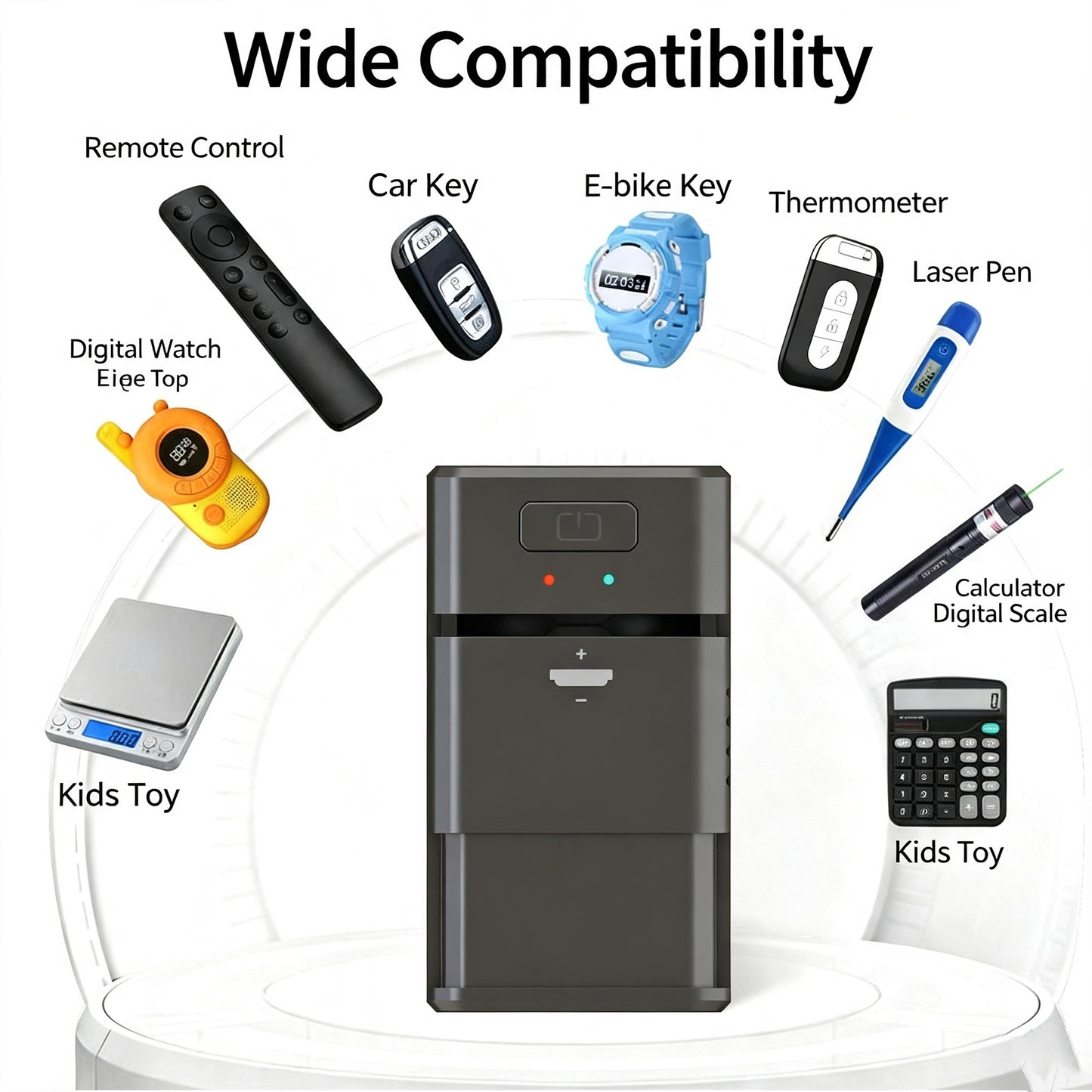 Cell Battery Dock with Polarity-Marked & Wire