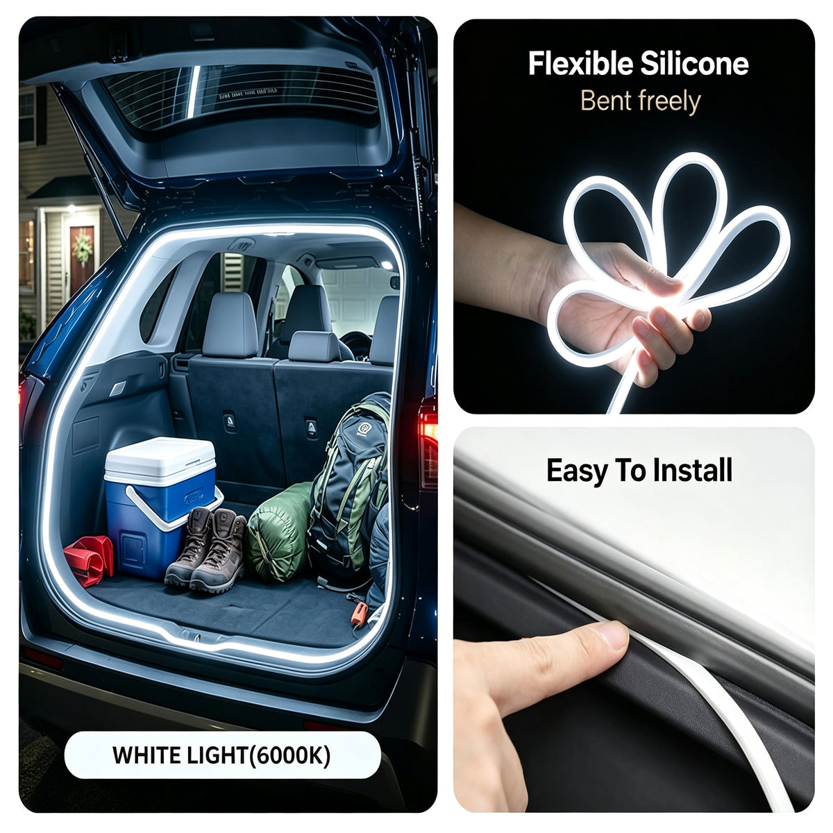 Car Trunk LED Light Strip - Universal 4M Flexible Waterproof Trunk Ambient Light Strip