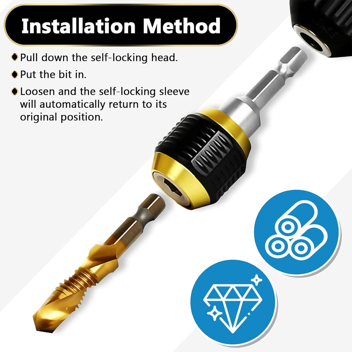 2Pcs Self-locking Drill Bit Holder