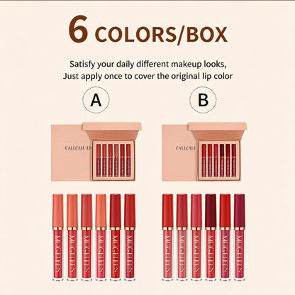 6Pcs Matte Liquid Lipstick Set Long Lasting Waterproof