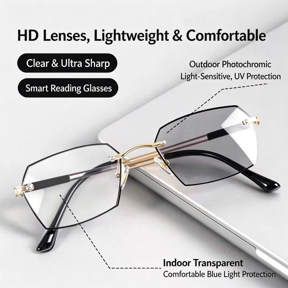 Photochromic Blue Light Blocking Reading Glasses