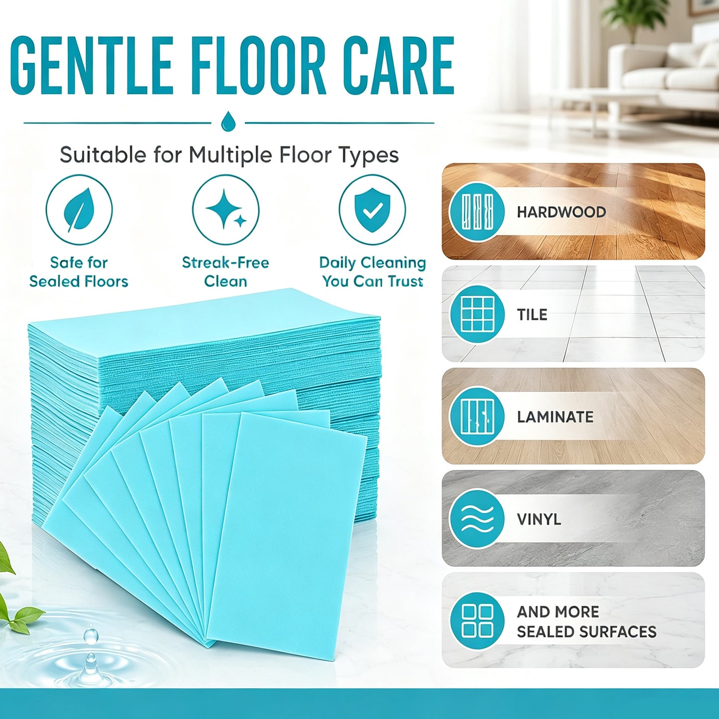 Multi Effect Floor Cleaner Sheets, Deep Cleaning Floor Sheet Pack