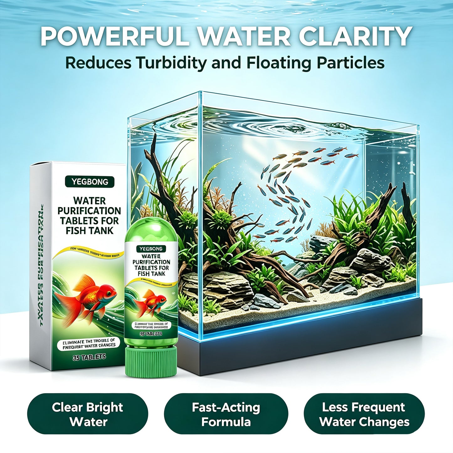 35PCS Aquarium Water Purification Tablets – Fish Tank Cleaner Tablets for Clearer Water & Improved Water Quality