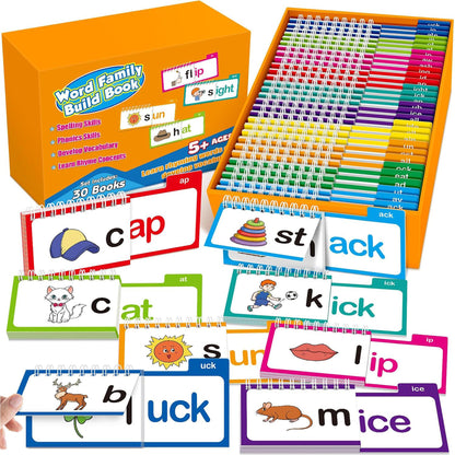 Phonics Flash Cards Word Family Build Book 30 Flip Books