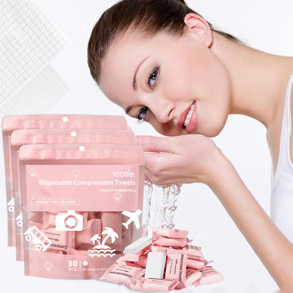 Compressed Towel, Disposable Face Towel, 30 Count