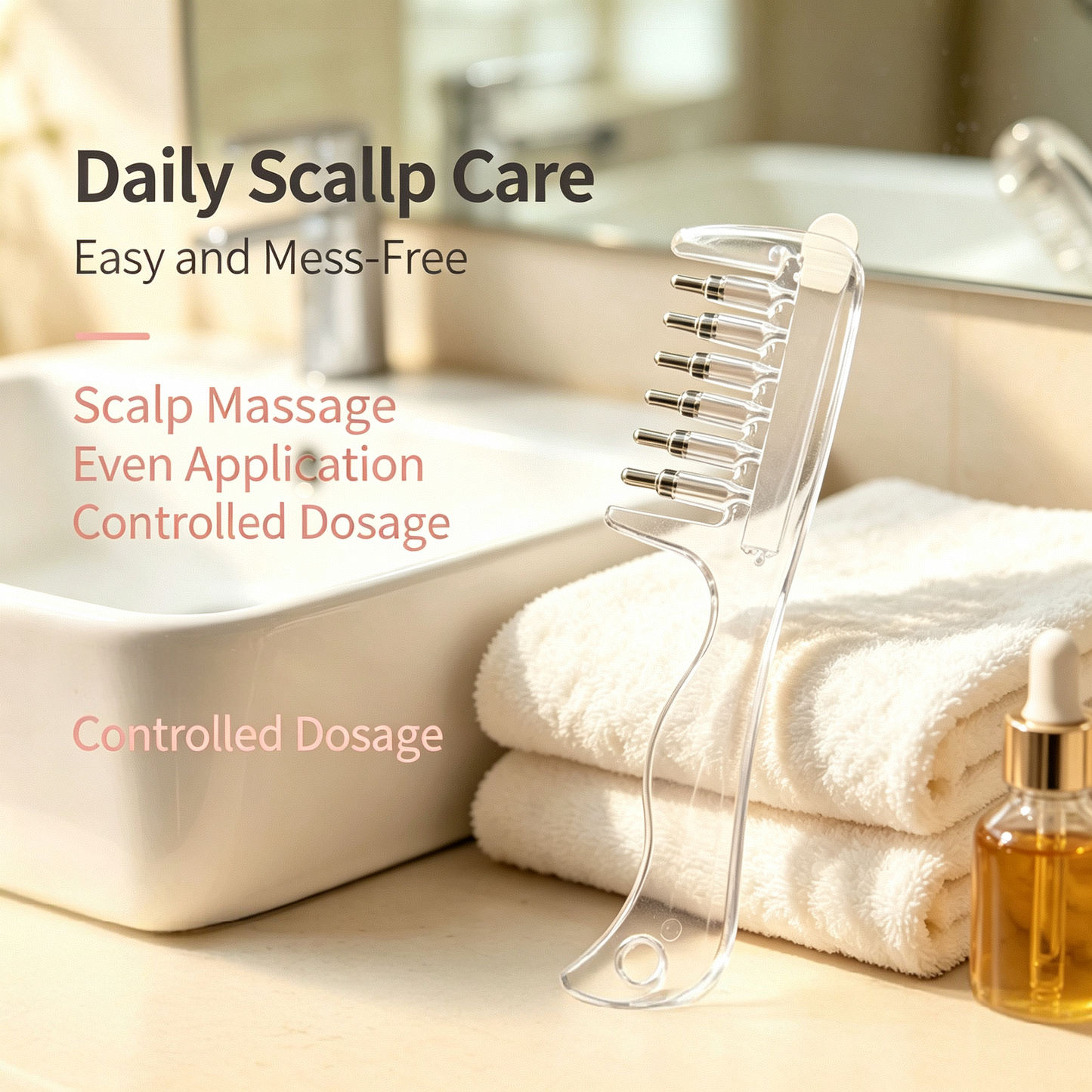 Precision Portable Hair Oil Applicator—Roller-Ball Massage Comb