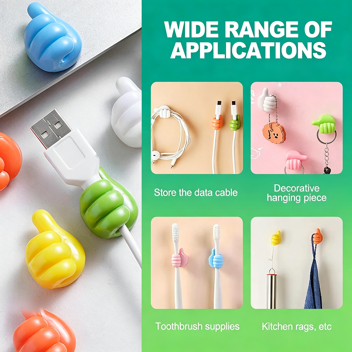20 Pcs Silicone Thumbs Up Wall Hook