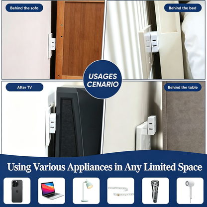 3 Way Flat Wall Outlet Extender AC Adapter