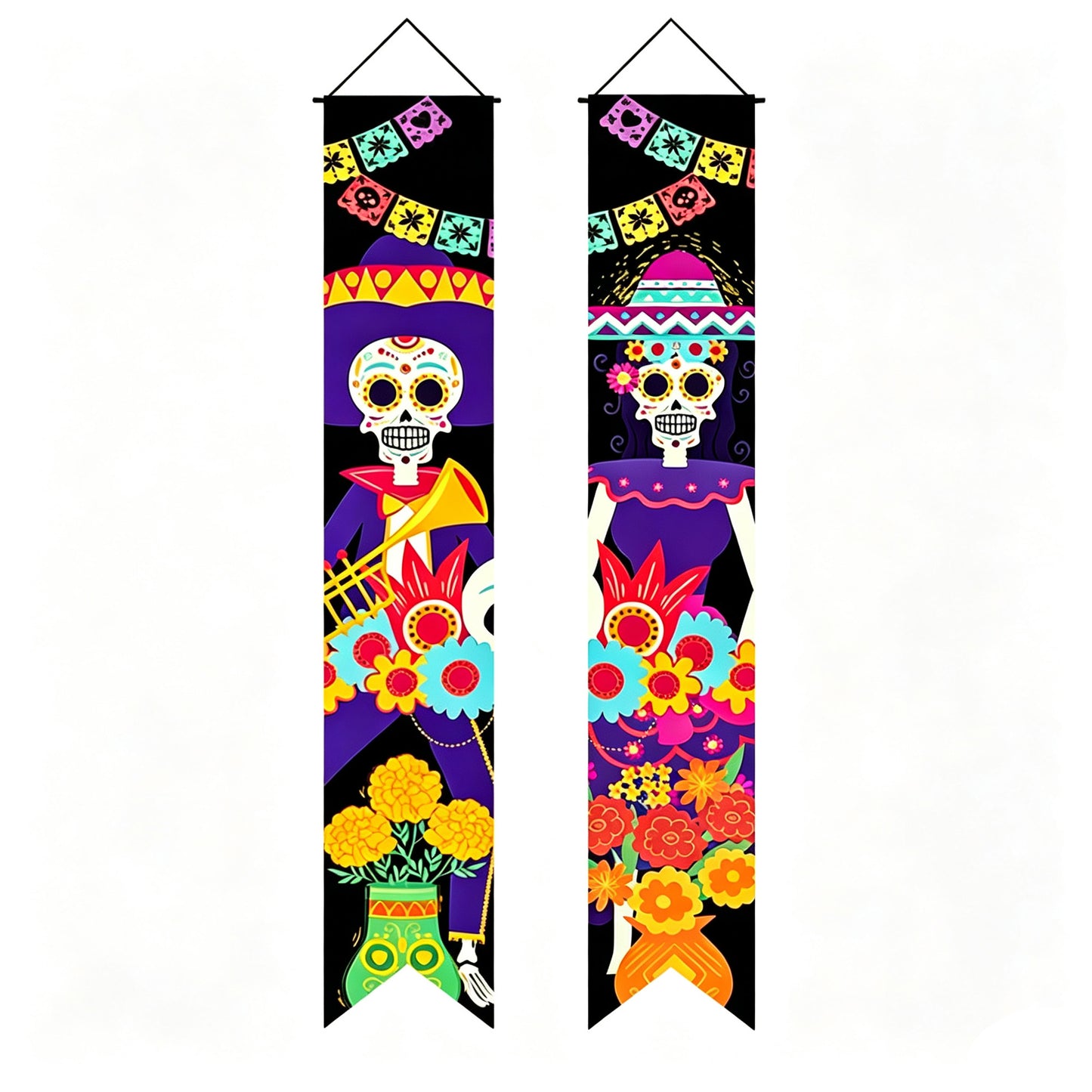 Halloween Porch Signs Banner Mexico Day of The Dead