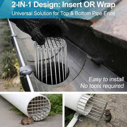 Stainless Steel Downspout Gutter Guard for Debris & Rodents
