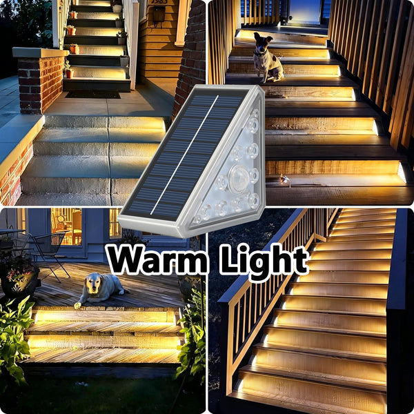 Sensor Solar Stair Lights Outdoor, Super Bright LED Solar Powered Step Lights