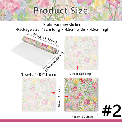 Floral Stained-Glass Style Privacy Window Film