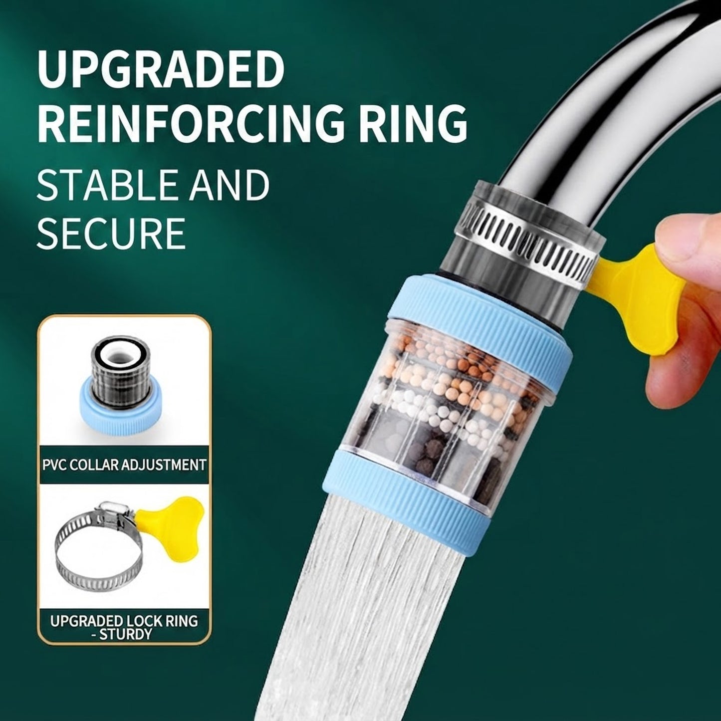 Water Faucet Filter Includes Replacement Filter Pads-Removes Chlorine, Fluoride & Heavy Metals