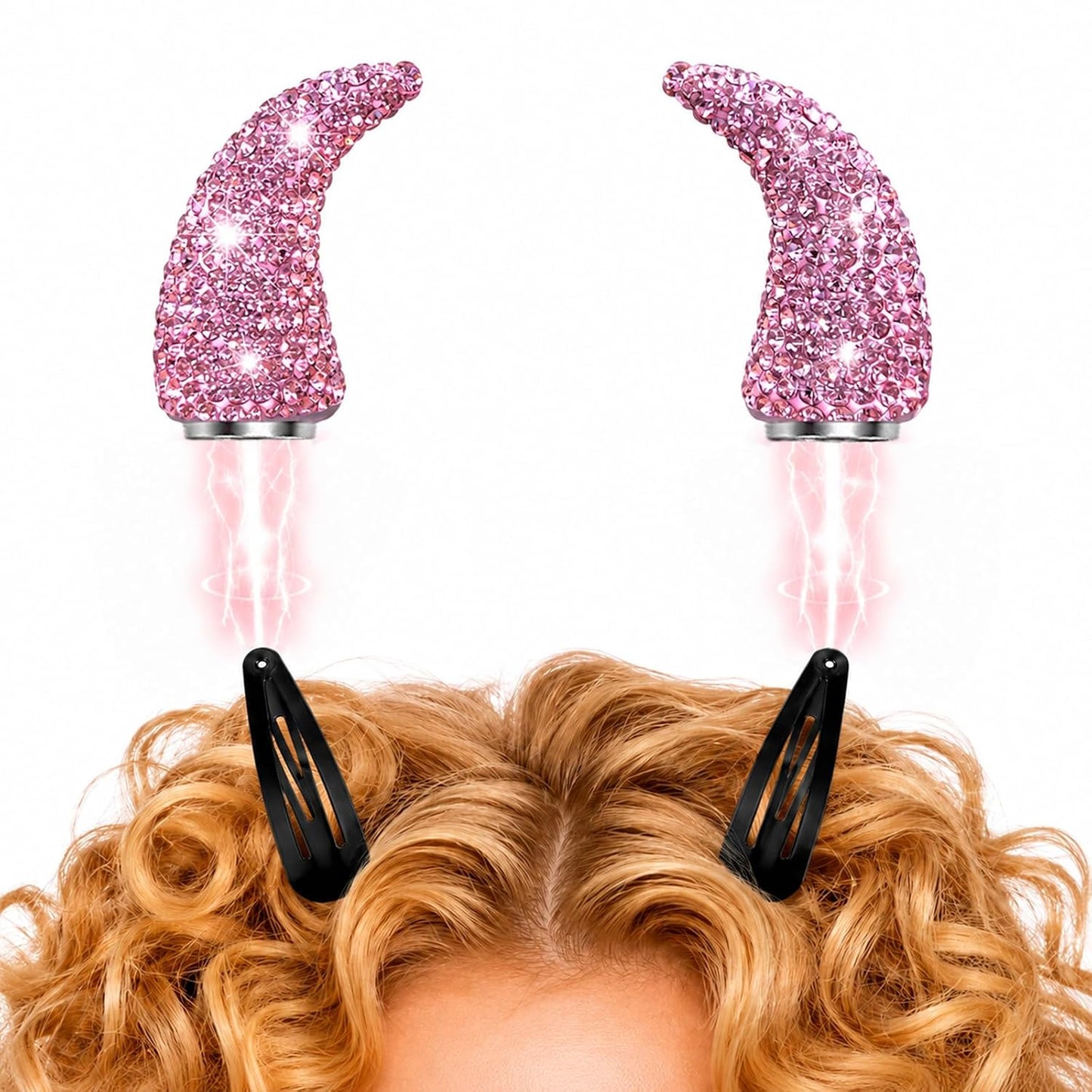 Magnetic Rhinestone Devil Horns, Sparkly Halloween Hair Accessories