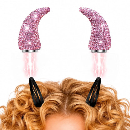 Magnetic Rhinestone Devil Horns, Sparkly Halloween Hair Accessories