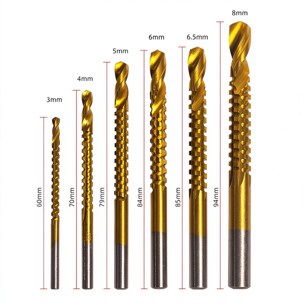 6 Pcs Titanium Coated HSS Drill Bit Set