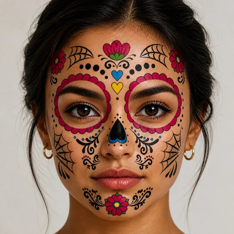 Mexican Day Of The Dead Temporary Facial Tattoo Stickers