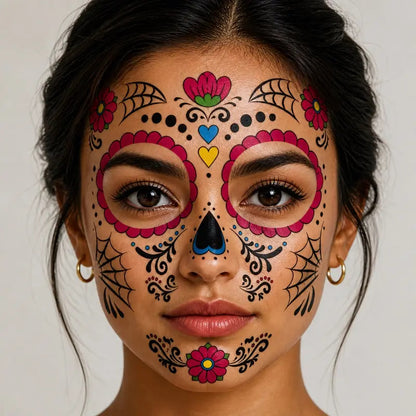 Mexican Day Of The Dead Temporary Facial Tattoo Stickers